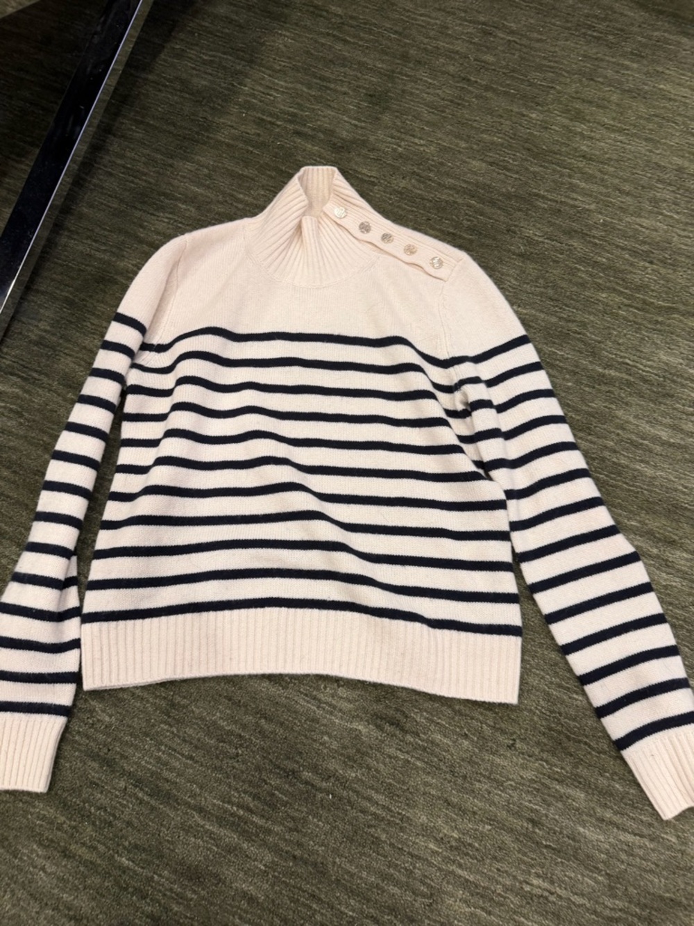 Maje Striped mock neck cashmere sweater